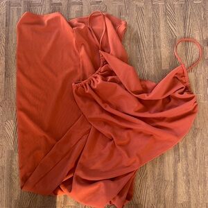 FOREVER 21 RUST ORANGE MIDI DRESS SIZE SMALL